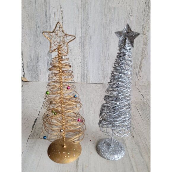 Golden wire sliver glitter tree star home decor Xmas set - Picture 8 of 9